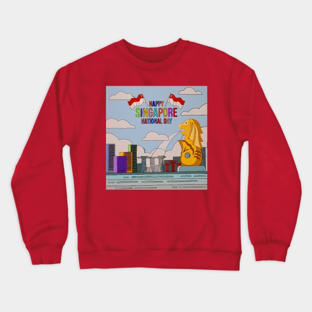 A scenery of the Merlion in Singapore Crewneck Sweatshirt by Sabrina's Design